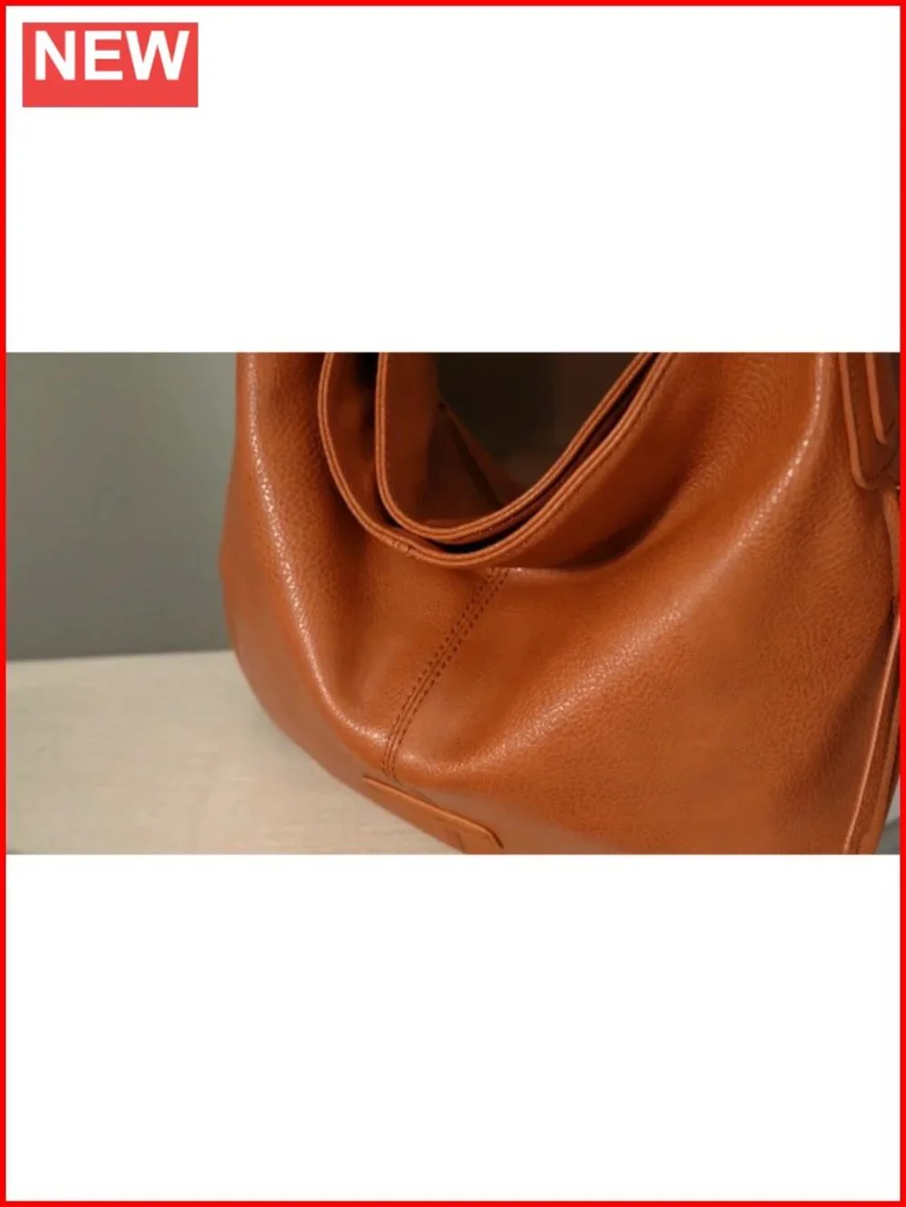 Vegan Leather Hobo Bag with Detachable Strap, Large Shoulder Purse